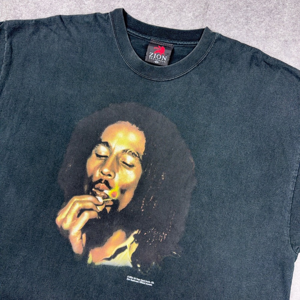 VTG Bob Marley Shirt Men 2XL Zion Rootswear Smoking Double Sided Reggae Tee 2005
